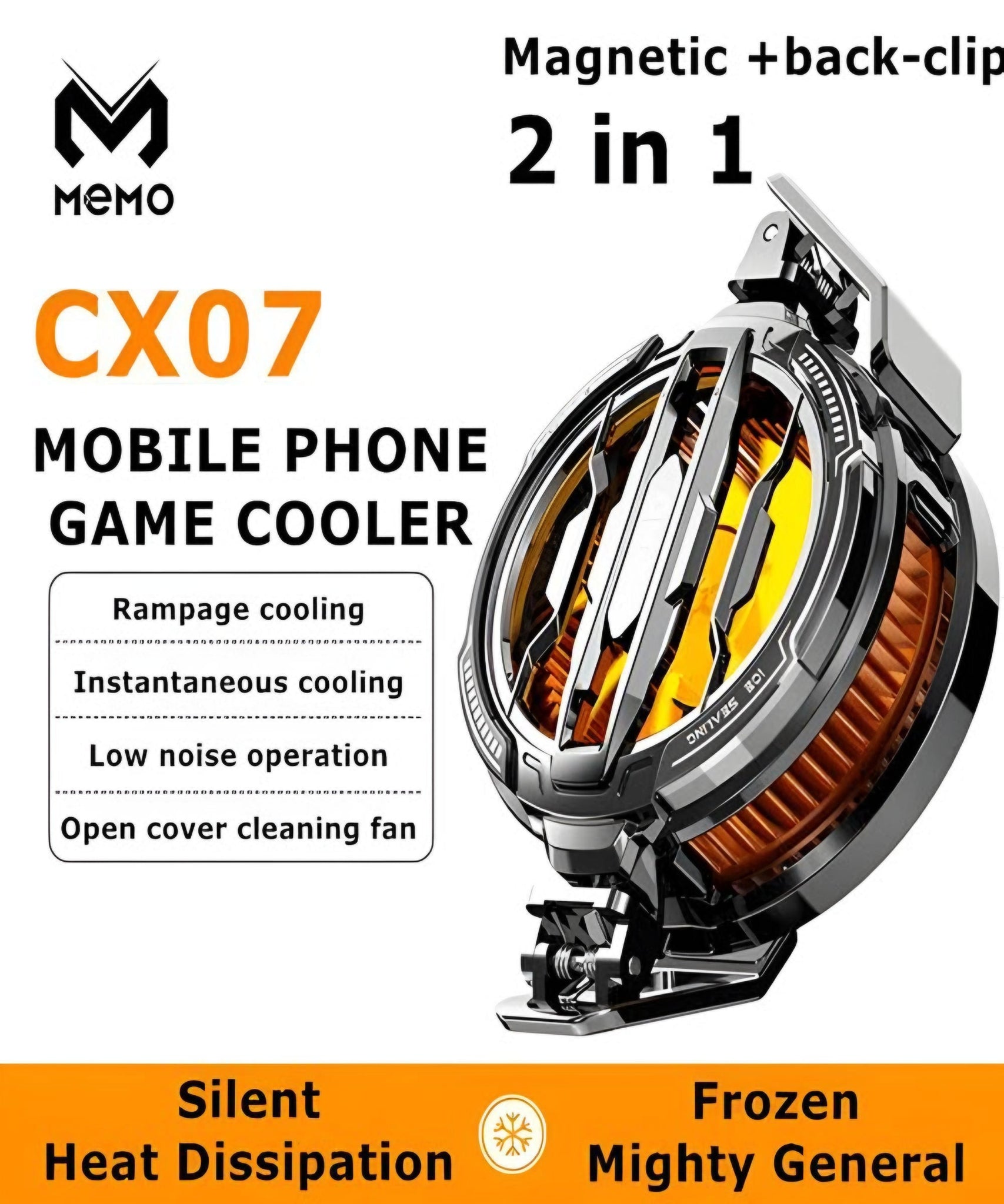 CX07 2 in 1 Cooling Fan (Magnetic+Clip)